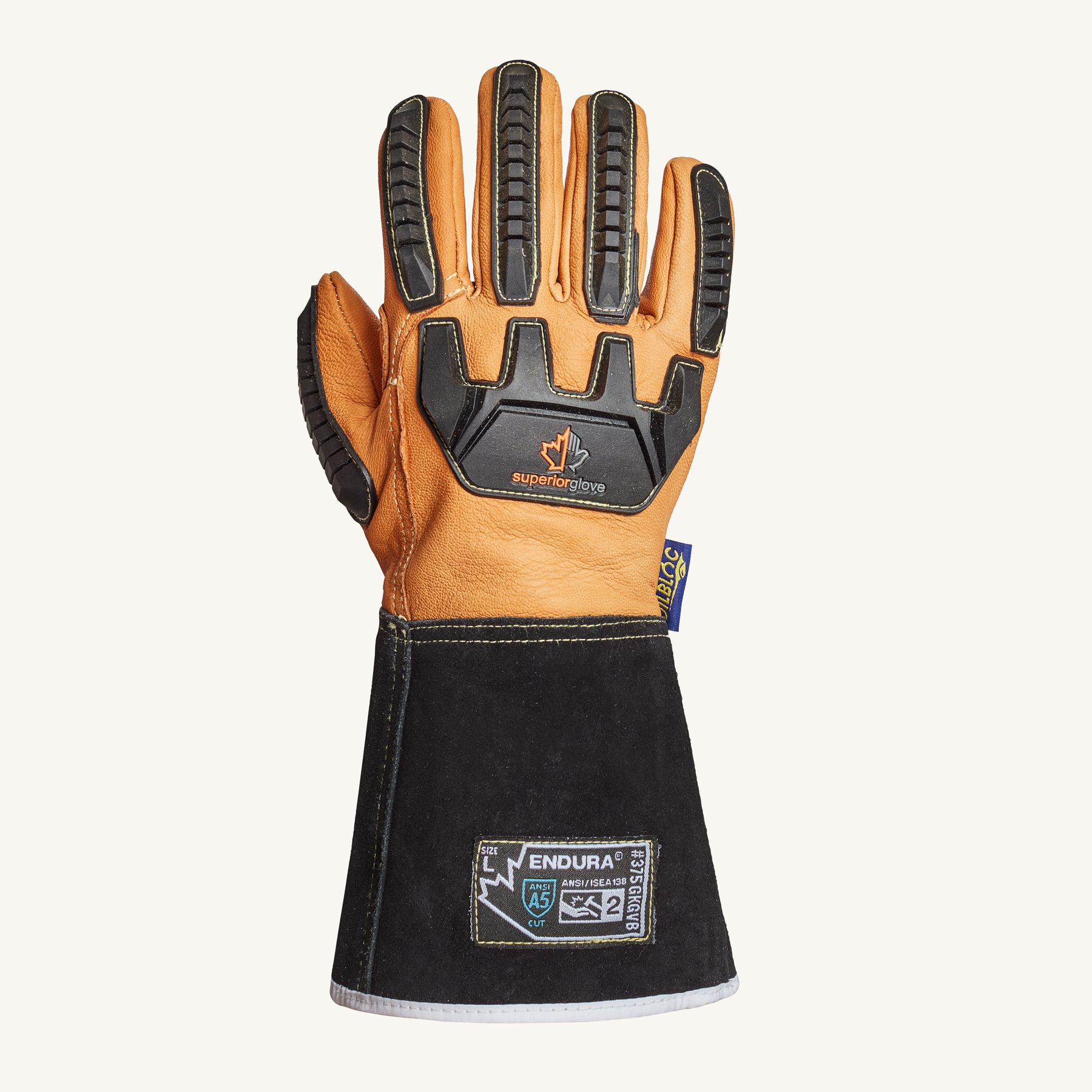 #375GKGVBB Superior Glove® Endura® Oilbloc  Anti-Impact Kevlar®-Lined Goatskin Driver Cut Safety Gloves with Palm Gel Pads